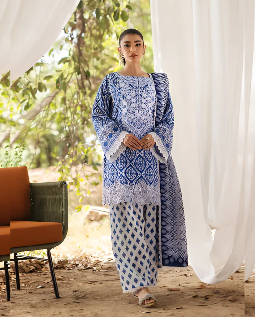 3PC Lawn Printed Shirt With Digital Printed Dupatta-1610