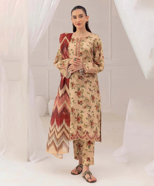 3PC Lawn Printed Shirt With Digital Printed Dupatta-1616